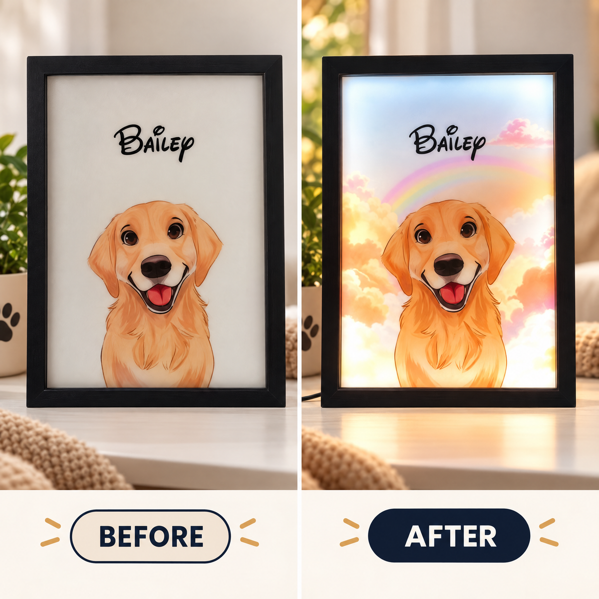 Glowing Paw Custom Light Portrait