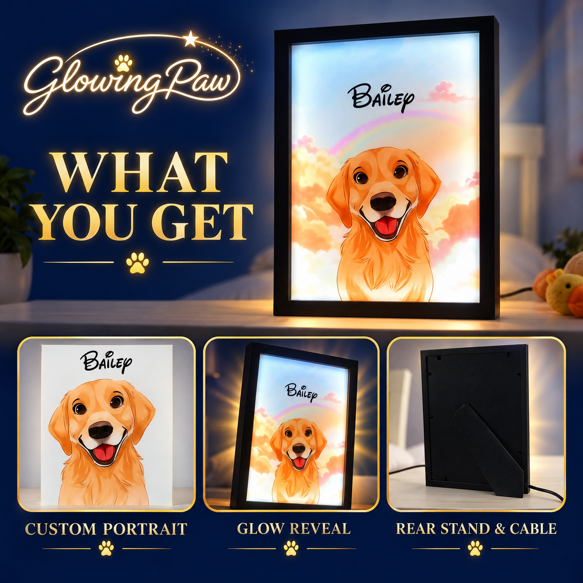 Glowing Paw Custom Light Portrait
